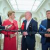 Stefan Evers (CDU, l-r), Generalsekretär, Franziska Giffey (SPD), Kai Wegner (CDU), und Raed Saleh, geben vor der Koalitionsverhandlungen ein Statement.