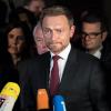 FDP-Chef Christian Lindner während seines Statements vor Journalisten vor der Landesvertretung von Baden-Württemberg in Berlin.