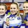 Holten zum EM-Auftakt in Apeldoorn Gold: Pauline Grabosch (l-r), Emma Hinze und Lea-Sophie Friedrich.