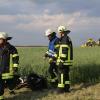 Bei diesem Motorradunfall in der Nähe von  Spöck wurde der 25-jährige  Fahrer schwer verletzt