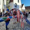 Bei strahlendem Wetter feierten die Schlorper auf dem Marktplatz in Krumbach Winterfest und stellten ihren Narrenbaum auf.