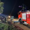 Einsatz auf einem Getreidefeld an der A8 bei Augsburg.