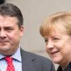 Sigmar Gabriel und Angela Merkel vor Beginn einer weiteren Runde der Koalitionsverhandlungen.