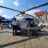Dieser Hubschraubersimulator der Polizei wird am Freitag auf dem Wertinger Marktplatz stehen. Unser Bild zeigt den Hubschrauber bei einem Aktionstag in Augsburg. 