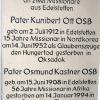 Aus Anlass des 50. Todestages von Pater Kunibert Ott ehrte ihn die Pfarrei Edelstetten mit einer Gedenktafel in der Pfarrkirche.
