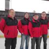 Die Eisstockschützen (von links) Franz Schmidt, Thomas Häckel, Ernst Häckel und Dominik Walter konnten den Aufstieg in die Bezirksliga feiern. 	