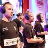 Ein Teil des E-Sports-Teams von Ratiopharm Ulm auf der Spielemesse Gamescom in Köln (von links): Milan Jantosik, Michael Wagner und Marc Stuber. 	