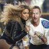 Und Action: Beyoncé mit Chris Martin von Coldpay beim Super Bowl.