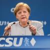 Bundeskanzlerin Merkel am Sonntag bei einem Wahlkampftermin in einem Bierzelt in Bayern.