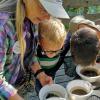 In Wasserschalen nahmen Besucher beim Bachmuscheltag in Babenhausen verschiedene Muschelarten unter die Lupe. 