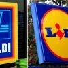 Die Bildkombo zeigt die Logos der deutschen Discounter Aldi (l) und Lidl. Beide Handelsketten wollen ihre Standorte in Bad Wörishofen vergrößern