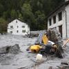 2017 in Bondo in der Schweiz: Schmelzwasser vom Piz Cengalo spülte Gesteinsschutt ins Tal. Acht Menschen starben.
