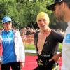 Eisenmänner, Eisenfrauen und „Legenden“ beim 12. VR-Triathlon in Lauingen 2017 (von links): TVL-Abteilungsleiter Erich Gruber, Nicole Leder, Christian Brader, Faris Al-Sultan.