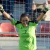 Die Null muss stehen! Torhüterin Nadine Angerer jubelt über den 1:0-Sieg der DFB-Frauen im EM-Viertelfinale gegen Italien.
