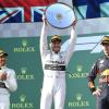 Formel 1, Großer Preis von Australien: Valterri Bottas (Mitte) siegte beim WM-Auftakt vor Lewis Hamilton (links) und Max Verstappen. Ferrari-Pilot Sebastian Vettel wurde Vierter.