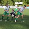 In Schieflage gerieten Andreas Hummel und der TSV Meitingen. Nach fünf Siegen in Folge gab es im Verfolgerduell gegen den FC Stätzling (von links: Loris Horn und Tim Sautter) eine 0:3-Heimniederlage. Foto: Karin Tautz