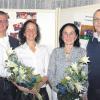Die Abteilung Damengymnastik des FSV Marktoffingen feierte ihr silbernes Jubiläum. Unser Bild entstand bei der Der Feier und zeigt (von links) Karl Stempfle, Karin Mainka, Marlies Häfner und Roland Hummel.  