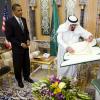 Auch der saudische König Abdullah bin Abdulaziz Al Saud (zweiter von rechts) zeigte sich spendabel. Er beschenkte US-Präsident Barack Obama 2009 mit einer goldenen Halskette.
