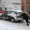 Manche Autos steckten auf den glatten Straßen auch ganz fest.