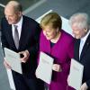 Olaf Scholz, Angela Merkel und Horst Seehofer präsentieren im März 2018 den Koalitionsvertrag. Wie lange hat er noch Bestand?