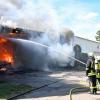 Eine Garage in Bernstadt geriet in Brand.