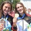 Glänzender WM-tag für die deutschen Kanutinnen: Die Augsburgerin Elena Lilik (links) gewann Bronze, ihre Teamkameradin Ricarda Funk holte Gold und verteidigte damit ihren WM-Titel. 