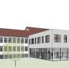 So soll die Grundschule nach der Neugestaltung aussehen. Unter anderem gibt es im Eingangsbereich einen neuen Gebäudekomplex. 