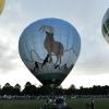 Nils Römeling von Ballonfahrten Augsburg präsentierte seinen neuen Ballon: Das Motiv ist ein Steinbock als König der Berge. Aufgrund des schlechten Wetters musste die Jungfernfahrt verschoben werden. 