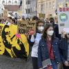 Rund 950 Menschen nahmen am Freitagnachmittag in Augsburg am weltweiten Klimastreik teil.