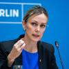 Berliner Verkehrssenatorin Manja Schreiner (CDU) spricht bei einer Pressekonferenz.