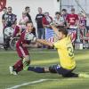 Hier verpasst der Egger Manuel Schedel (links) eine gute Tormöglichkeit. Am Ende verlor seine Mannschaft gegen Unterhaching mit 0:2. 	