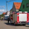 Drei Feuerwehren waren beim Gasleck an der Megesheimer Brückenbaustelle im Einsatz.  	