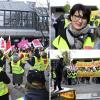 An der Uni Augsburg haben am Montag rund 300 Personen an einem Warnstreik von Verdi teilgenommen - darunter die Sekretärinnen Sigrid Weißbrod und Sabine Hock (rechts oben, v. l.).