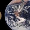 Vergleich von Merkur und Erde.  	