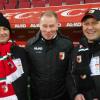 FCA-Manager Stefan Reuter (Mitte) mit SVE-Trainer Stefan Rieg (links) und Klaus Deil (SG FC Osterbuch/SV Roggden).