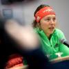 Laura Dahlmeier bei der Pressekonferenz in Ruhpolding. Die deutsche Top-Biathletin wünscht sich mehr Ruhe.