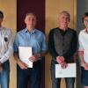 Auch verdiente Tischtennisspieler erhielten eine Auszeichnung: (von links) Robert Dietmayr, Alois Brem, Herbert Klocker und Dagmar Simnacher.
