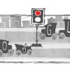 Google Doodle heute: 101 Jahre elektrische Ampel.