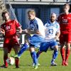 Auf die Defensive legte der KSC – hier Bastian Lang und Bujar Bytyqi (weiß-blau) – gegen den spielstarken FC Memmingen II besonderen Wert. Mit Erfolg, Kissing gewann mit 1:0. 