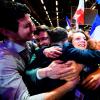 Unterstützer des unabhängigen Kandidaten Emmanuel Macron feiern den Wahlausgang.