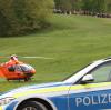 Nach einem schweren Unfall beim Kanonenschießen von Landsknechten in Mindelheim landete ein Rettungshubschrauber auf der Schwabenwiese unterhalb der Mindelburg. 