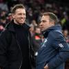 Verstehen sich gut und treffen mit ihren Teams am Samstagabend aufeinander: Leipzig-Coach Julian Nagelsmann und Bayern-Trainer Hansi Flick. Mit einem Sieg könnte RB die Tabellenführung von den Münchnern übernehmen.