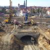 Die Baustelle am Wemdinger Tunnel aus der Luft, fotografiert mithilfe einer Drohne. Der Lärm hält die Anwohner wach. Dieses Wochenende wird nachts nicht gearbeitet, danach aber bis zum 14. März. 