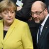 CDU-Kanzlerin Angela Merkel, SPD-Herausforderer Martin Schulz: Selbst für die Variante „Jamaika“ aus Union, Grünen und FDP reicht es in neuesten Umfragen nicht. 