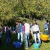 Schüler – aus den beiden ersten Klassen der Grundschule und aus den Deutsch-Kursen für Asylbewerber – haben das Obst im Schulgarten geerntet. 	 	