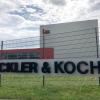 Eingang der Firmenzentrale des Waffenherstellers Heckler & Koch in Oberndorf (Baden-Württemberg).