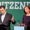 Grünes Spitzenduo Katrin Göring-Eckardt und Cem Özdemir: vom SPD-Phänomen Martin Schulz überrumpelt.  	