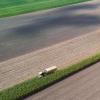 Ein Landwirt erntet mit einem Häcksler ein Maisfeld ab.