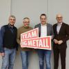 Andreas Domke und Markus Endner wurden von den IG Metall-Vertrauensleuten in ihrem Amt wiedergewählt. Von links: Christian Daiker, Markus Endner, Andreas Domke und Thomas Pretzl.