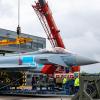 Ein Eurofighter wurde in Lagerlechfeld verladen. Er wird auf dem Landweg nach Kaufbeuren gebracht. 